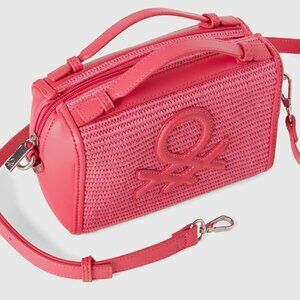 FUCHSIA SMALL BAG WITH RAFFIA EFFECT
